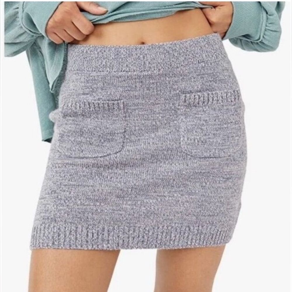 We The Free Gray Ribbed Casual sweater mini skirt dual pocket S- L NWT..